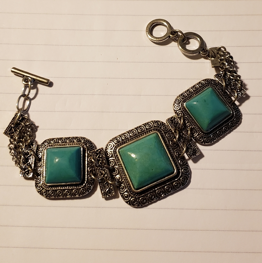 Silver and turquoise bracelet